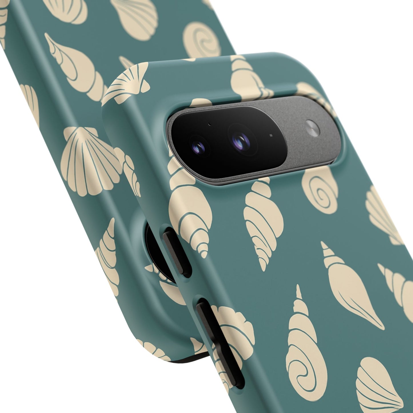 Seashell Pattern Phone Case | Teal Coastal Shells Tough Case for Iphone, Samsung Galaxy and Pixel
