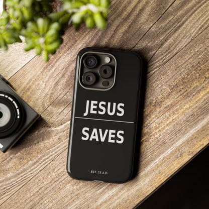 Jesus Saves Phone Case Christian Religious Minimalist Black Tough Cover