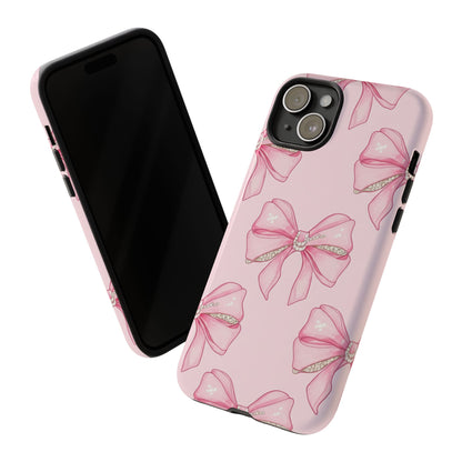Pink Bow Pattern Phone Case | Coquette Aesthetic Tough Protective Case