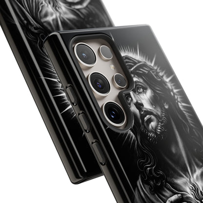 Jesus Sacred Heart Phone Case Black White Christian Faith Aesthetic