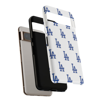 Blue LA Monogram Pattern Phone Case | Minimal Baseball Inspired Tough Cover