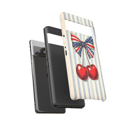 Patriotic Cherry Phone Case Americana Coquette Aesthetic iPhone Samsung