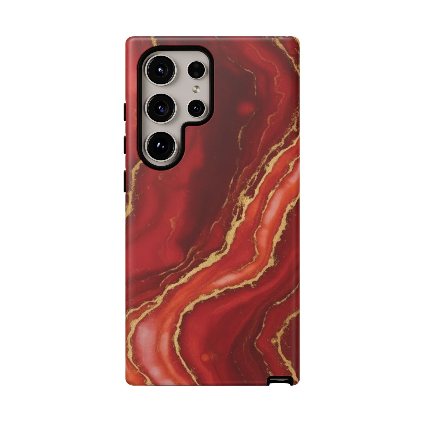 Red Agate Marble Phone Case with Gold Veins – Luxury Tough iPhone & Samsung Case