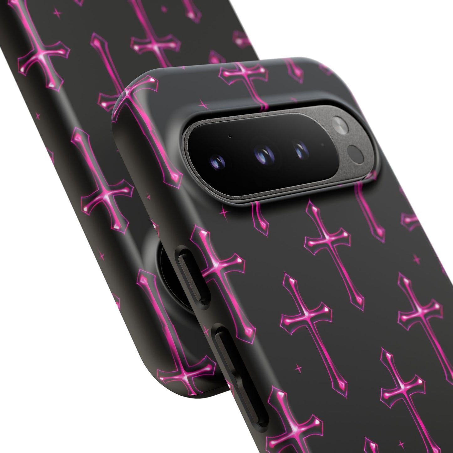 Neon Pink Cross Pattern Phone Case | Tough Protective Case for Iphone, Samsung Galaxy and Pixel