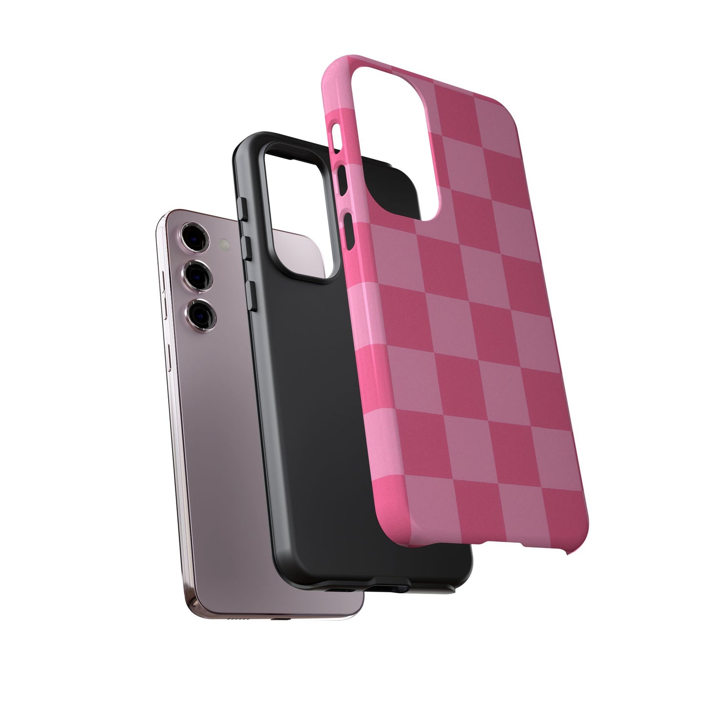 Pink Checkerboard Phone Case – Cute Aesthetic Tough Case for iPhone & Samsung