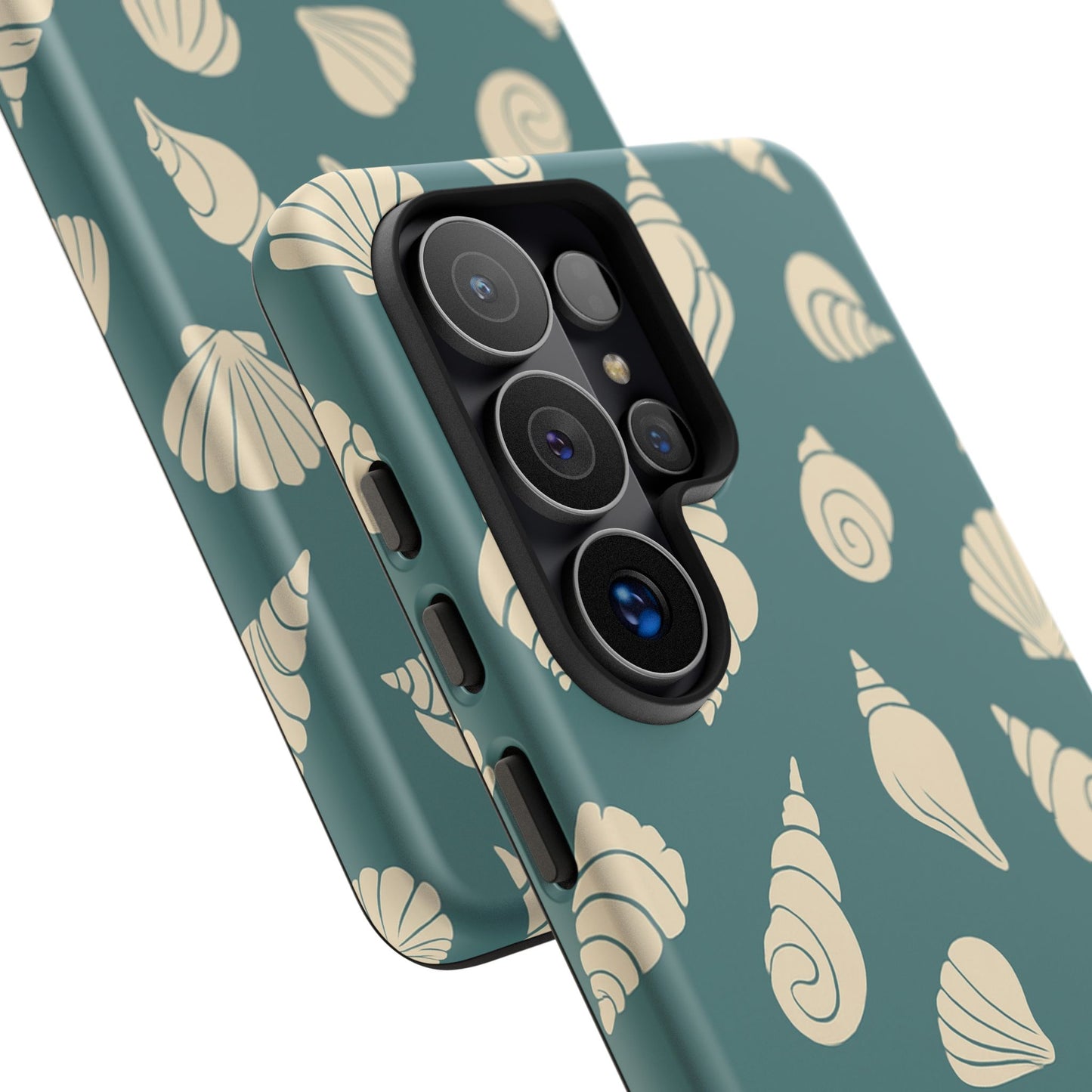 Seashell Pattern Phone Case | Teal Coastal Shells Tough Case for Iphone, Samsung Galaxy and Pixel