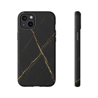 Black Marble Phone Case with Gold Veins – Luxury Minimal Aesthetic Tough Case