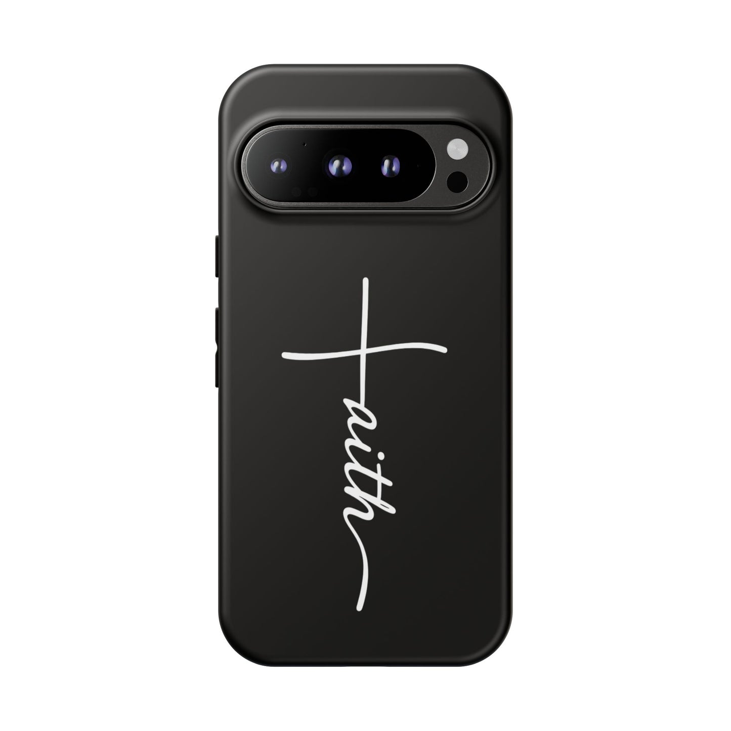 Faith Cross Phone Case, Christian Aesthetic Minimalist Black Matte Case, Religious Gift iPhone Samsung Cover