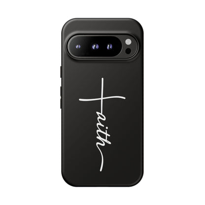Faith Cross Phone Case, Christian Aesthetic Minimalist Black Matte Case, Religious Gift iPhone Samsung Cover