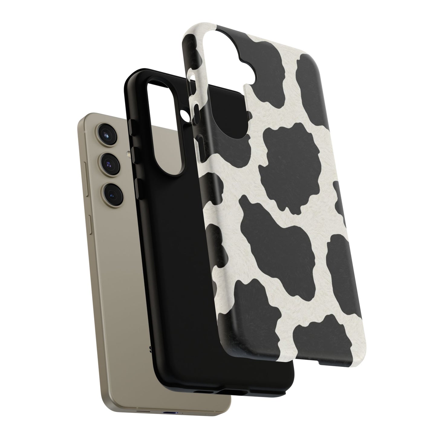 Black & White Cow Print Phone Case | Western Aesthetic iPhone & Samsung Tough Case