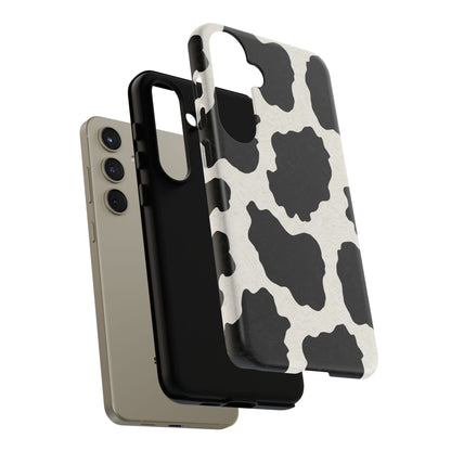 Black & White Cow Print Phone Case | Western Aesthetic iPhone & Samsung Tough Case