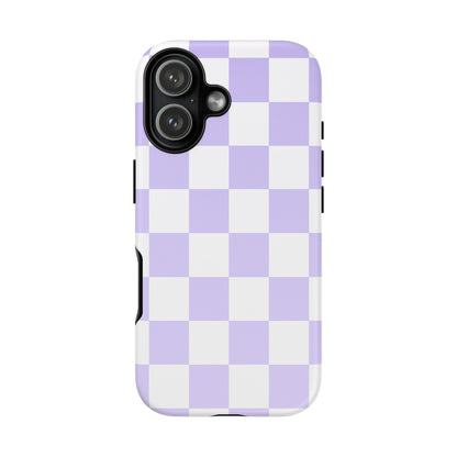 Lavender Checkerboard Phone Case | Pastel Aesthetic Tough Case