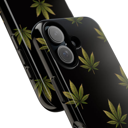 Cannabis Leaf Phone Case Green Weed Leaf Pattern Tough Protective Cover
