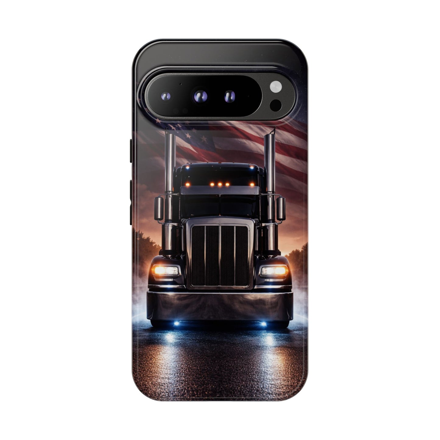 Semi Truck Phone Case American Flag Big Rig Trucker Gift iPhone Samsung