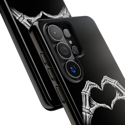Skeleton Hands Heart Phone Case | Gothic Black Protective Cover