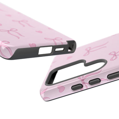 Pink Bow Heart Aesthetic Phone Case – Coquette Cute Tough Cover