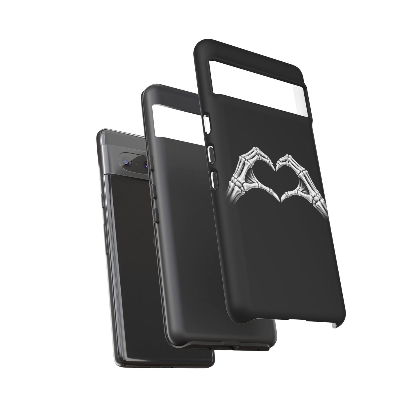 Skeleton Hands Heart Phone Case | Gothic Black Protective Cover