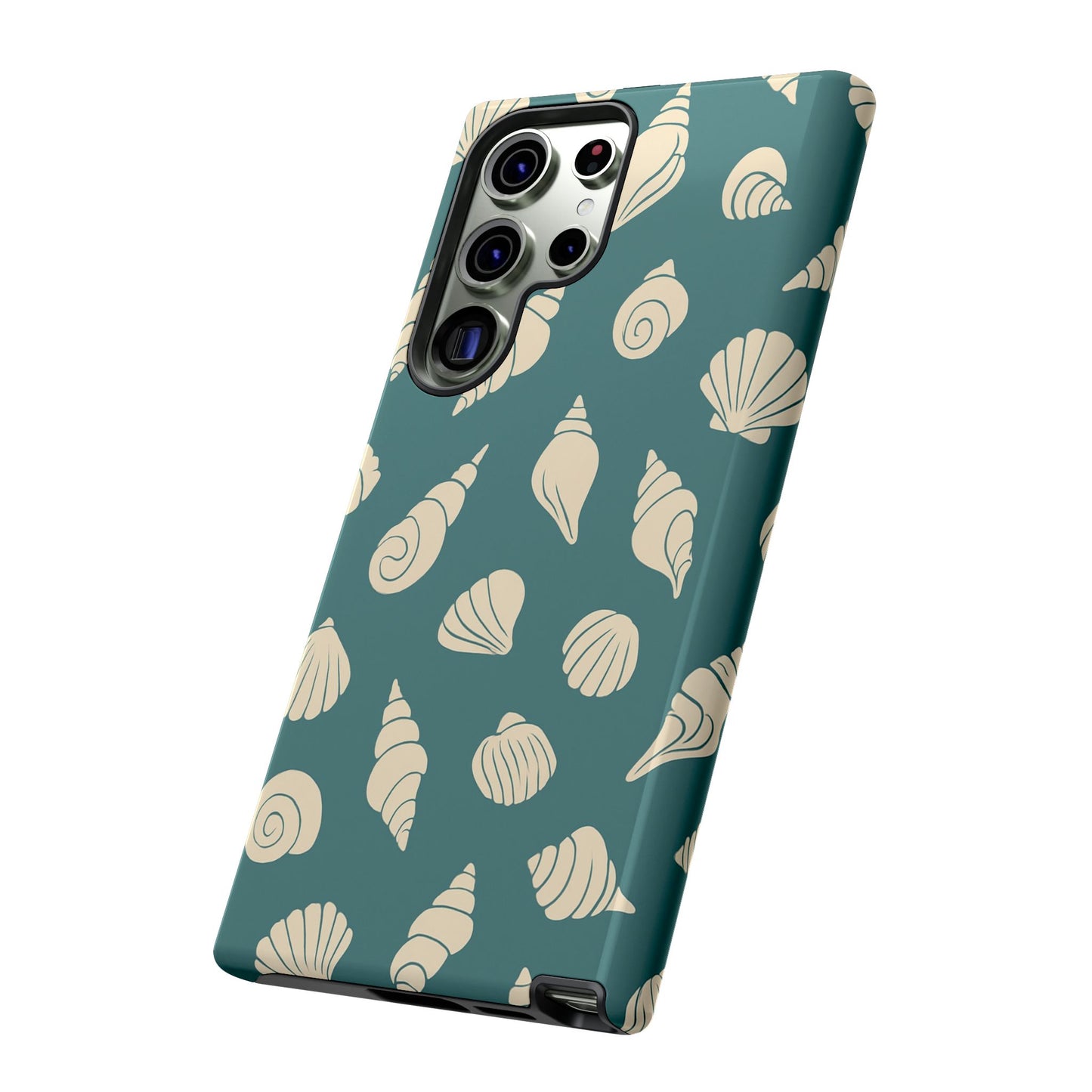 Seashell Pattern Phone Case | Teal Coastal Shells Tough Case for Iphone, Samsung Galaxy and Pixel