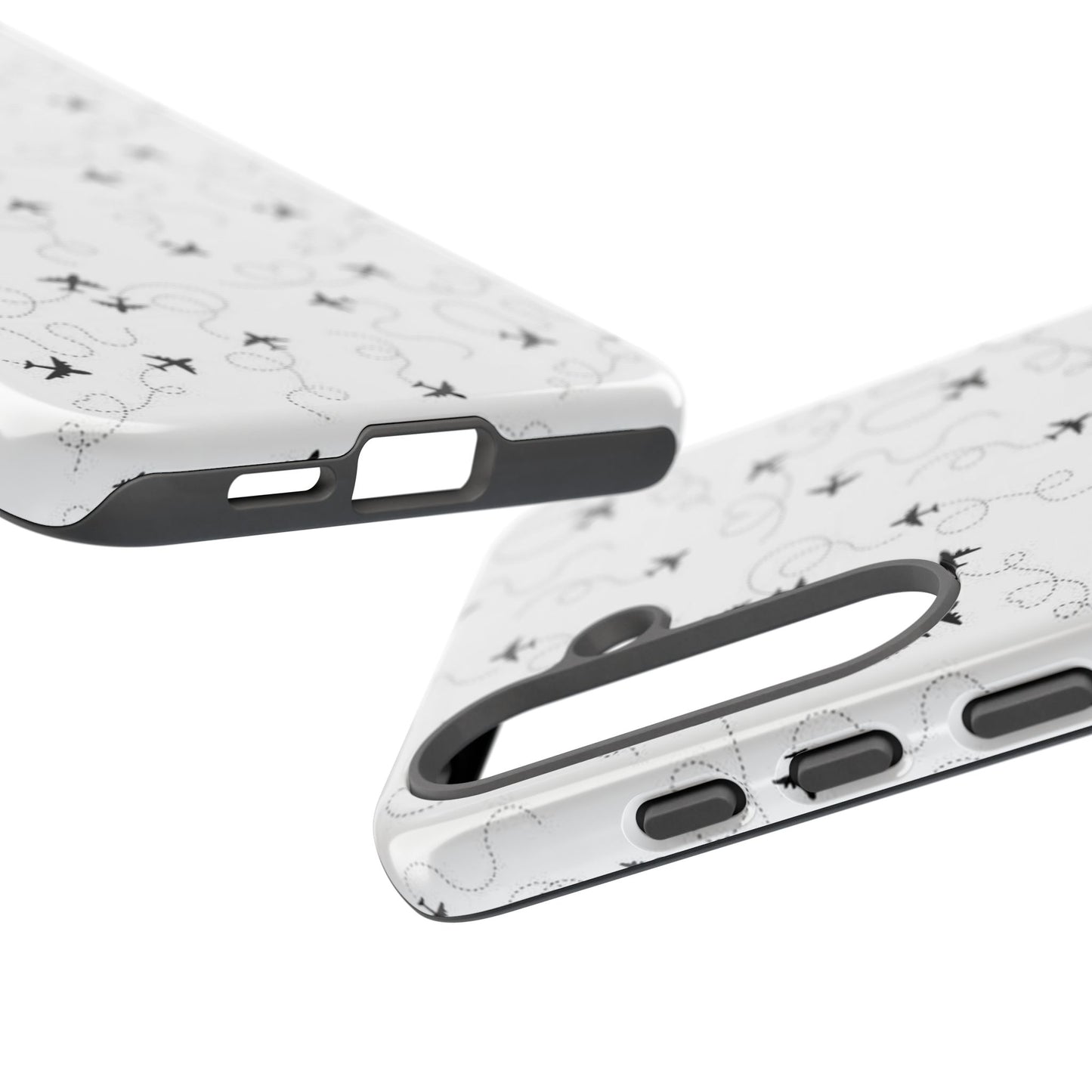 Minimal Paper Airplane Pattern Phone Case – Black White Aesthetic Tough Cover
