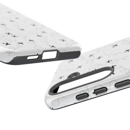 Minimal Paper Airplane Pattern Phone Case – Black White Aesthetic Tough Cover