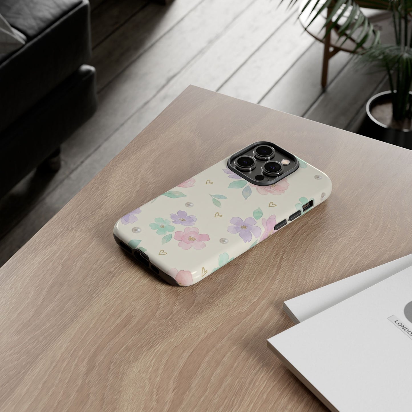 Pastel Floral Phone Case – Coquette Watercolor Flower Hearts Tough Case (iPhone, Samsung, Pixel)