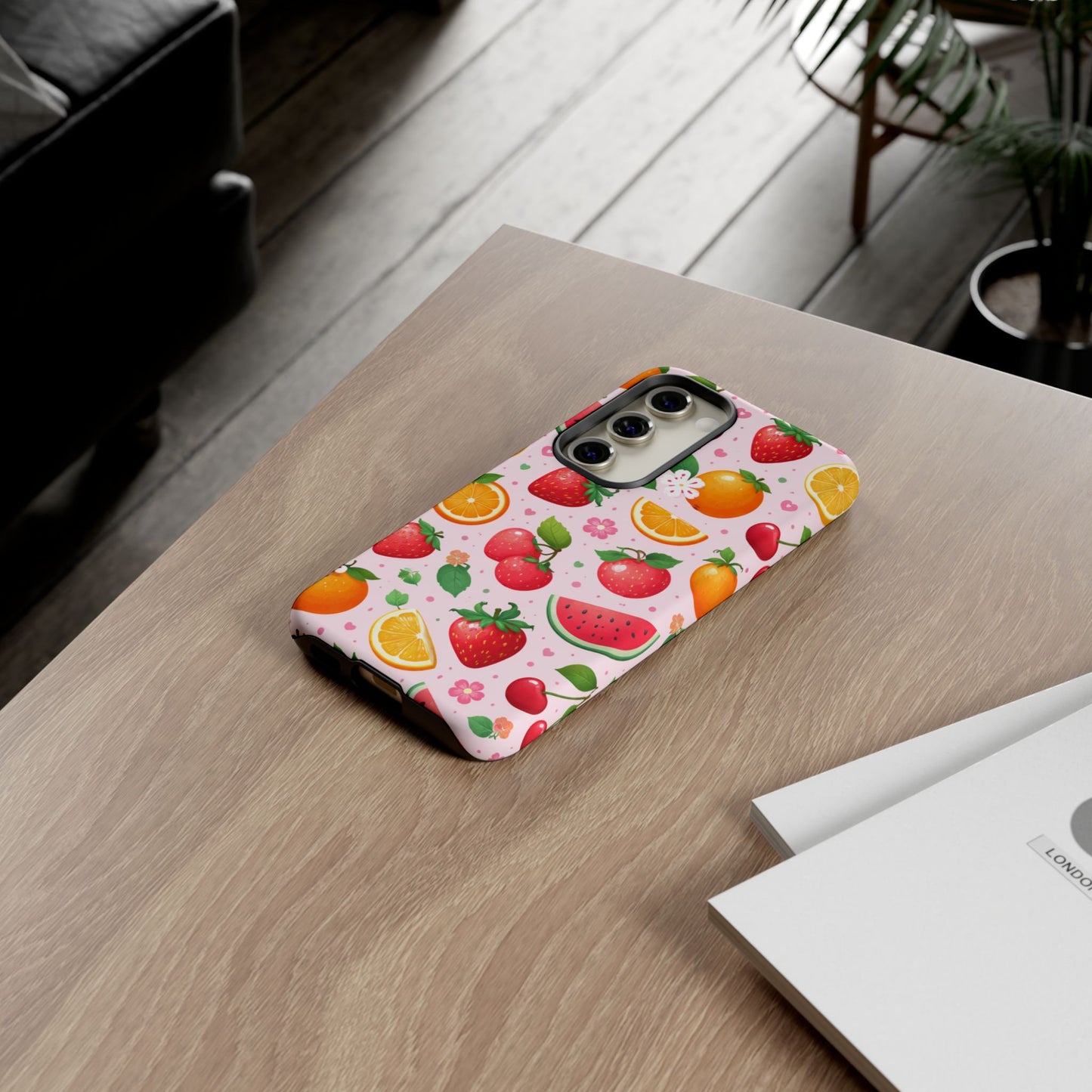 Fruit Phone Case – Tough Shockproof, Strawberry Cherry Citrus Summer Design for Iphone, Samsung Galaxy and Pixel