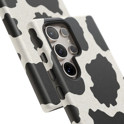 Black & White Cow Print Phone Case | Western Aesthetic iPhone & Samsung Tough Case