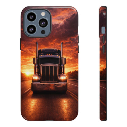 Big Rig Truck Phone Case Sunset Highway Semi Truck iPhone Samsung Cover