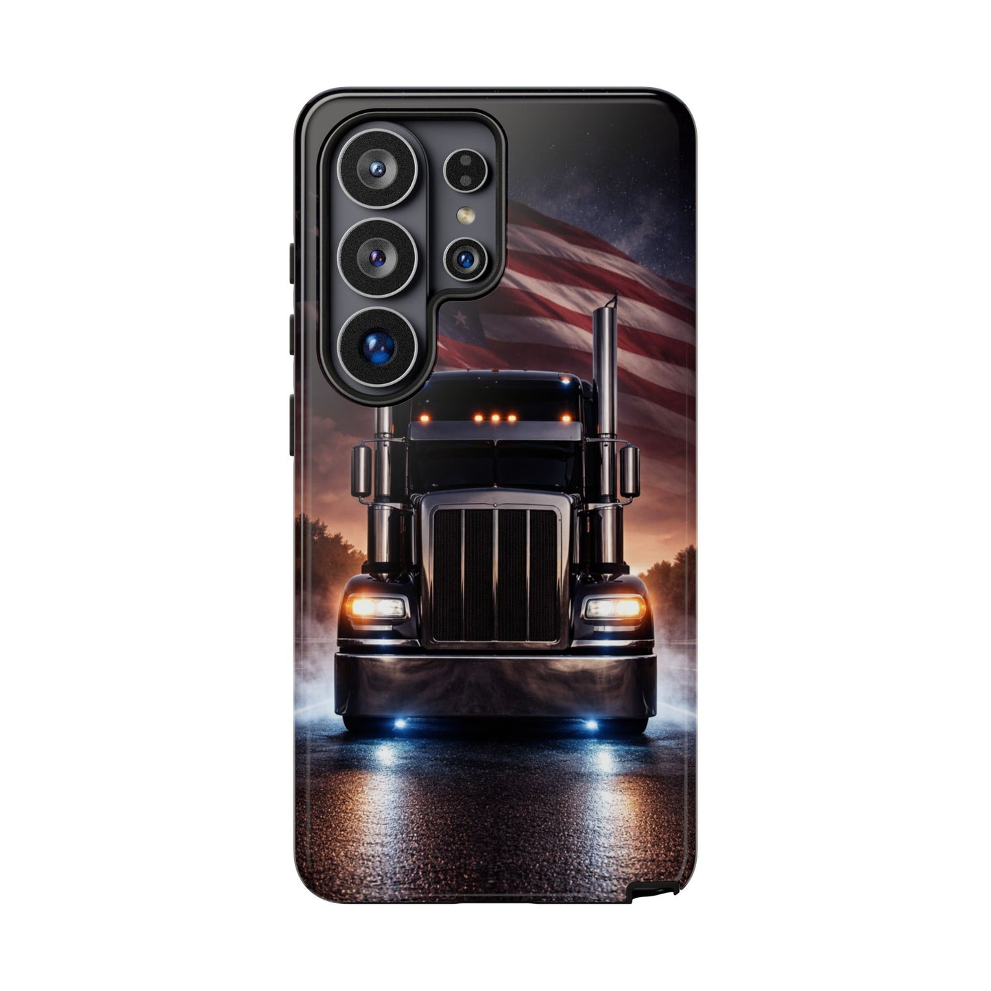 Semi Truck Phone Case American Flag Big Rig Trucker Gift iPhone Samsung