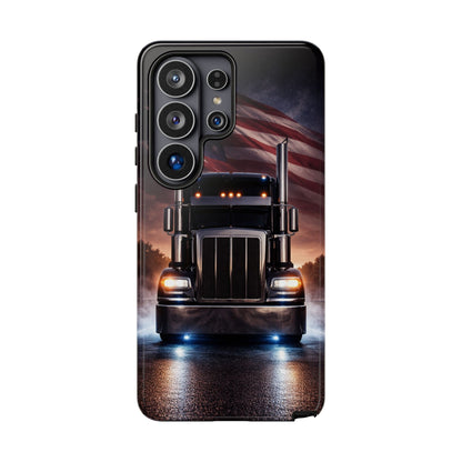 Semi Truck Phone Case American Flag Big Rig Trucker Gift iPhone Samsung