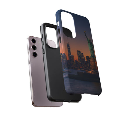 Statue of Liberty Sunset Phone Case – New York City Skyline Travel Aesthetic Tough Case