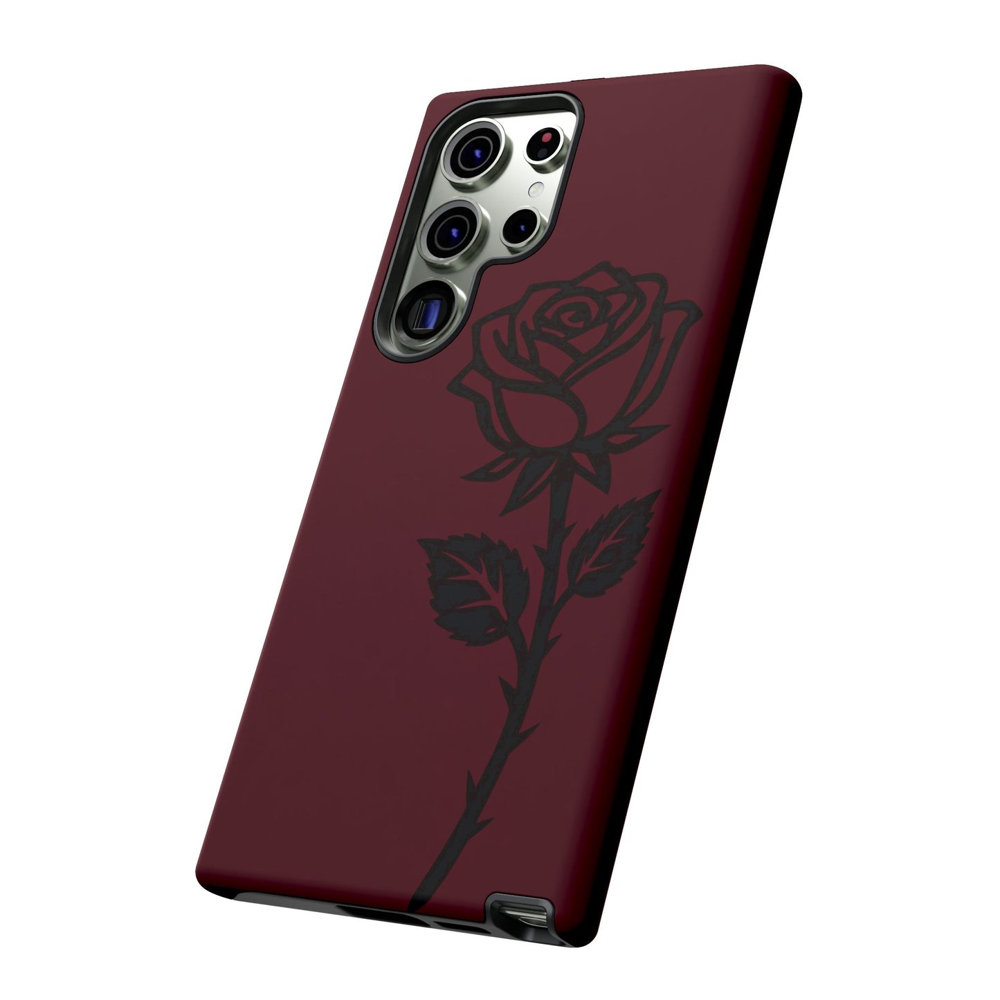 Black Rose Burgundy iPhone Case | Dark Aesthetic Shockproof Protective Cover