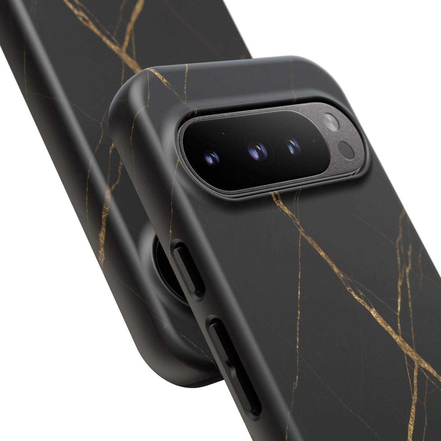 Black Marble Phone Case with Gold Veins – Luxury Minimal Aesthetic Tough Case