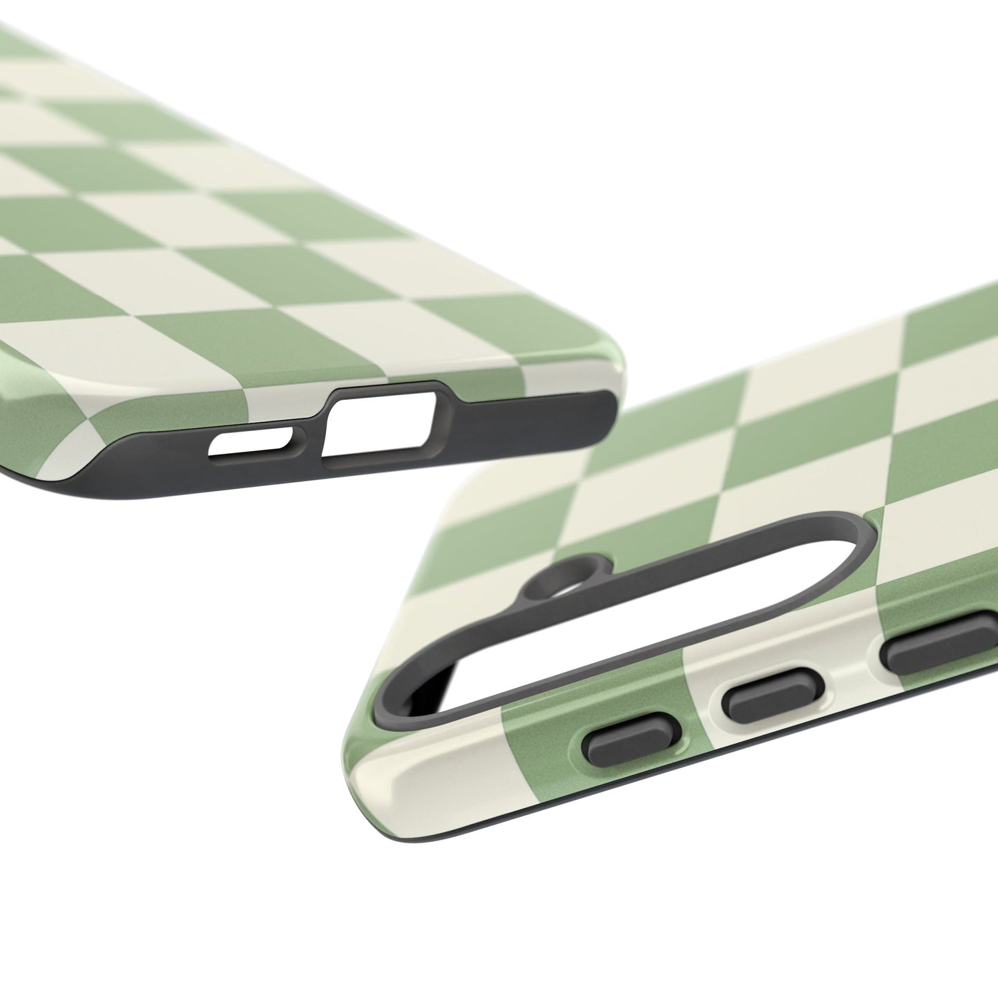 Sage Green Checkerboard Phone Case | Minimal Aesthetic Checkered iPhone & Samsung Tough Case