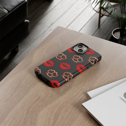 Red Lipstick & Knuckle Duster Phone Case | Bold Kiss Print Tough Protective Cover for Iphone, Samsung Galaxy and Pixel