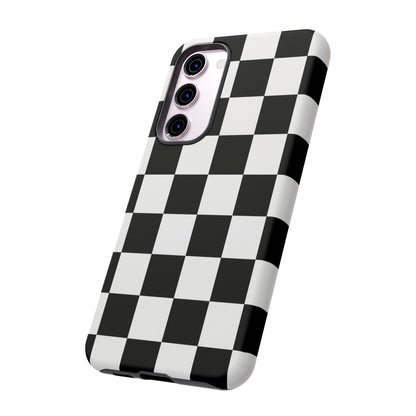 Black & White Checkerboard Phone Case – Classic Aesthetic Tough Protective Case