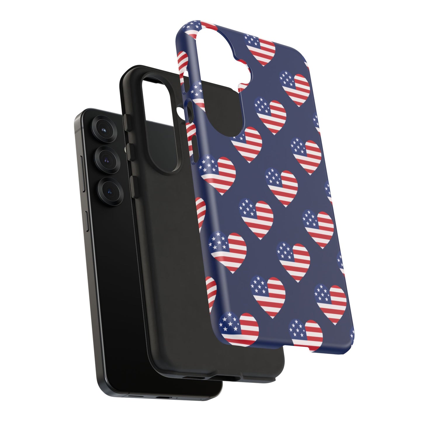 Patriotic American Flag Heart Phone Case – Tough Shockproof, USA Stars & Stripes for Iphone, Samsung Galaxy and Pixel