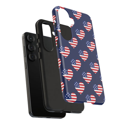 Patriotic American Flag Heart Phone Case – Tough Shockproof, USA Stars & Stripes for Iphone, Samsung Galaxy and Pixel