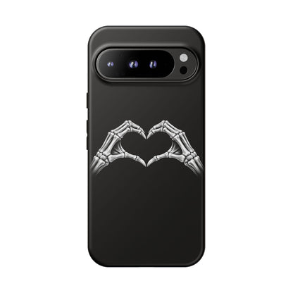 Skeleton Hands Heart Phone Case | Gothic Black Protective Cover
