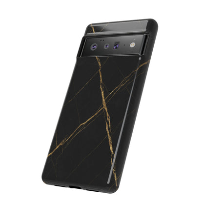 Black Marble Phone Case with Gold Veins – Luxury Minimal Aesthetic Tough Case