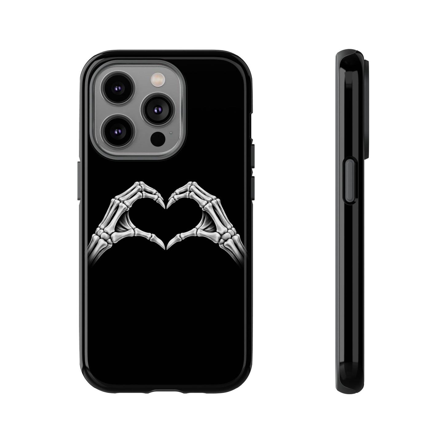 Skeleton Hands Heart Phone Case | Gothic Black Protective Cover