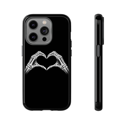 Skeleton Hands Heart Phone Case | Gothic Black Protective Cover