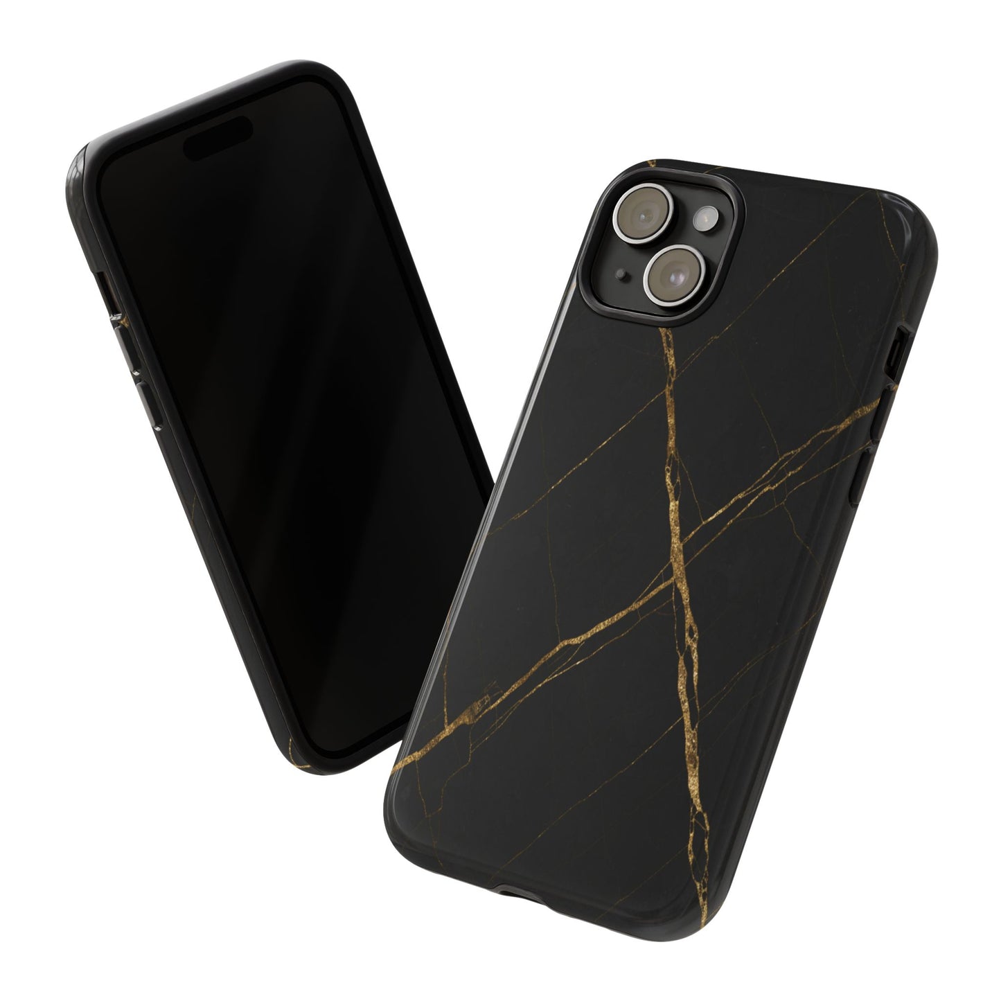 Black Marble Phone Case with Gold Veins – Luxury Minimal Aesthetic Tough Case
