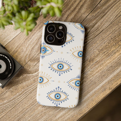 Blue Evil Eye Phone Case – Protective Slim Shockproof Cover for Iphone, Samsung Galaxy and Pixel