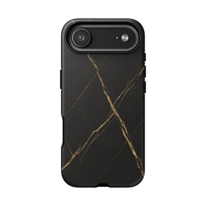 Black Marble Phone Case with Gold Veins – Luxury Minimal Aesthetic Tough Case