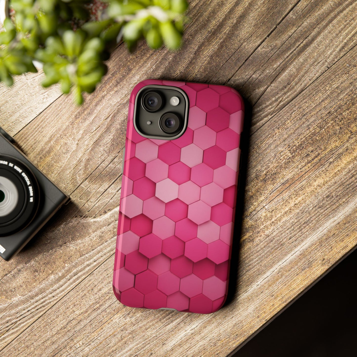 Hot Pink Hexagon Phone Case | Honeycomb Geometric Aesthetic | Cute Pink iPhone & Samsung Tough Protective Case