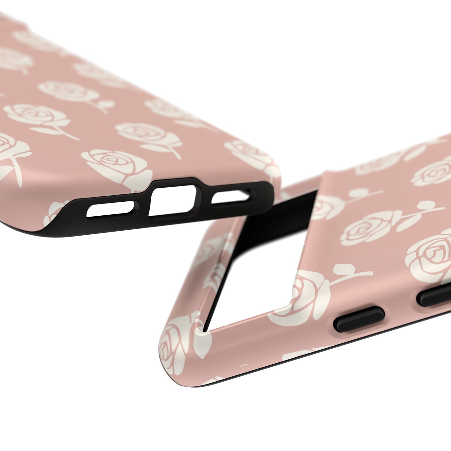 White Rose Pattern Tough Phone Case | Elegant Floral Aesthetic Case for Iphone, Samsung Galaxy and Pixel