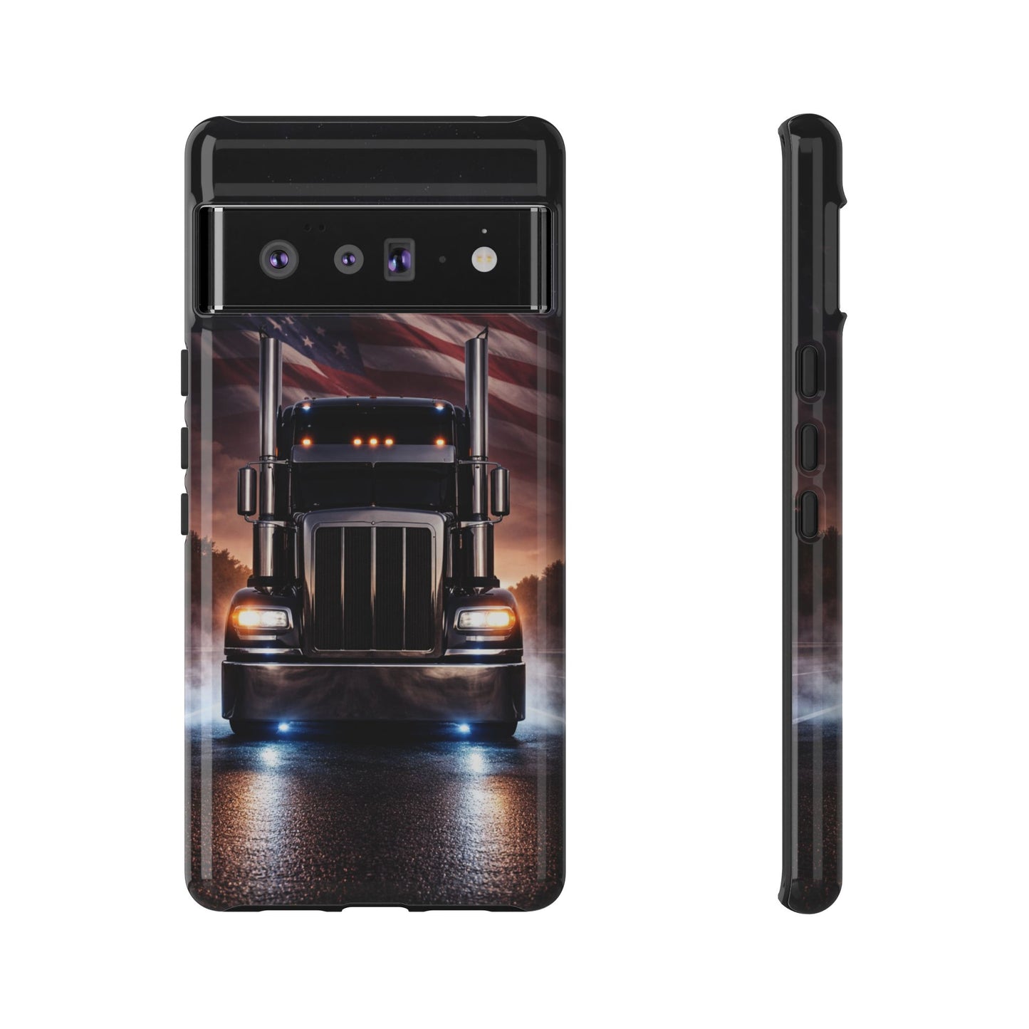Semi Truck Phone Case American Flag Big Rig Trucker Gift iPhone Samsung