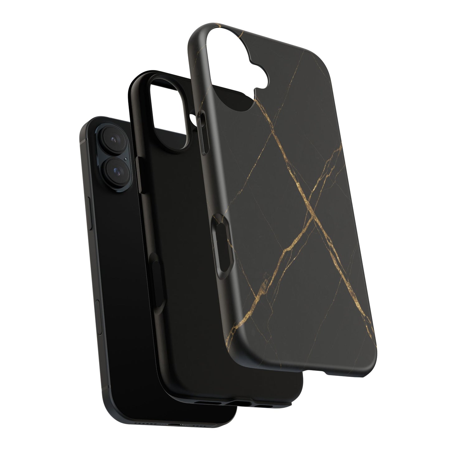 Black Marble Phone Case with Gold Veins – Luxury Minimal Aesthetic Tough Case