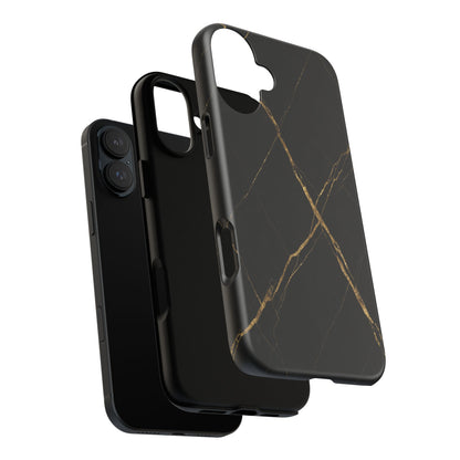 Black Marble Phone Case with Gold Veins – Luxury Minimal Aesthetic Tough Case